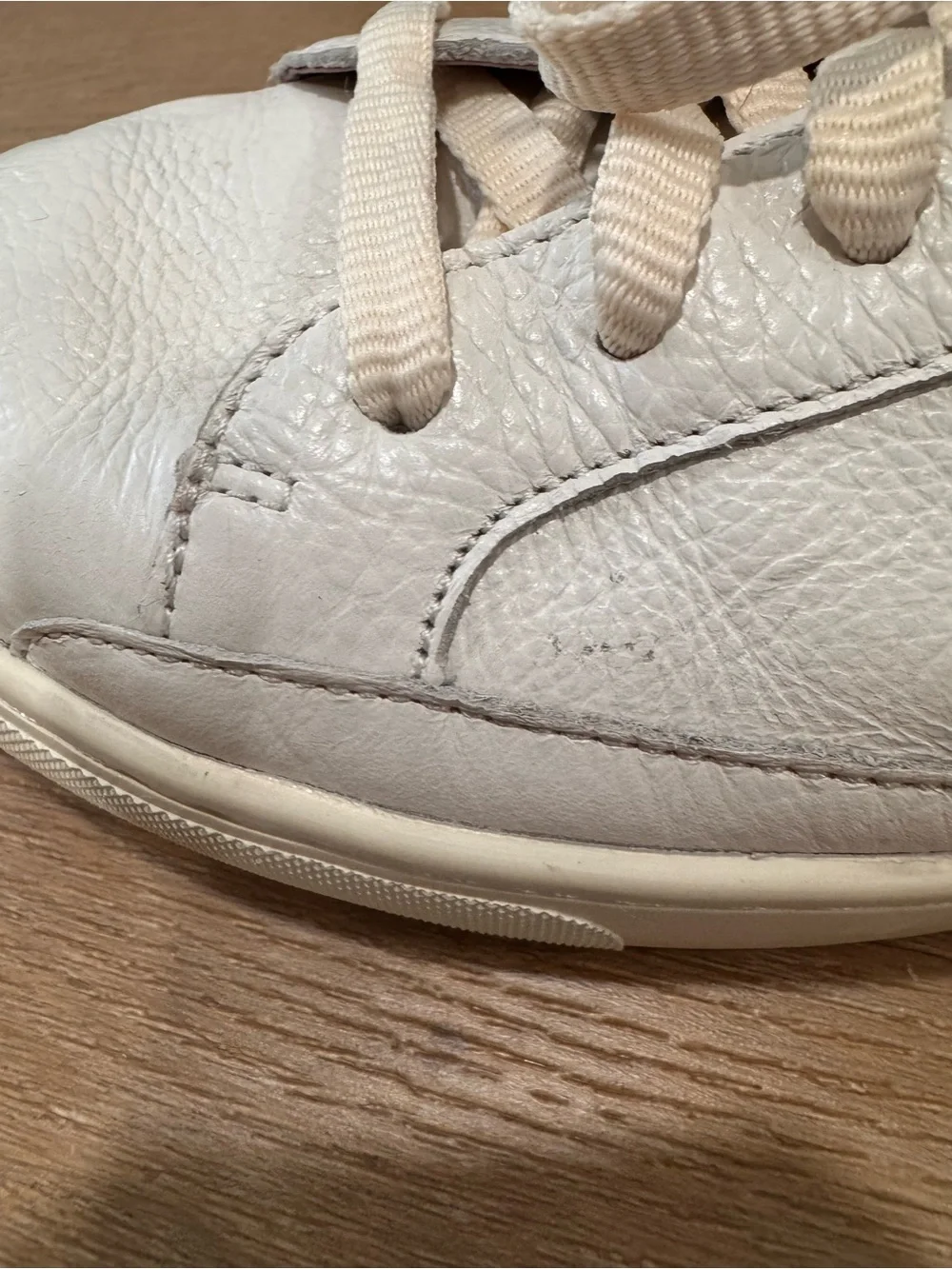 Soludos White and Tan Leather Athletic Sneakers